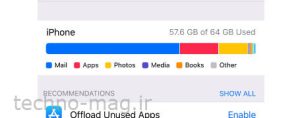 حافظه پر گوشی آیفون
